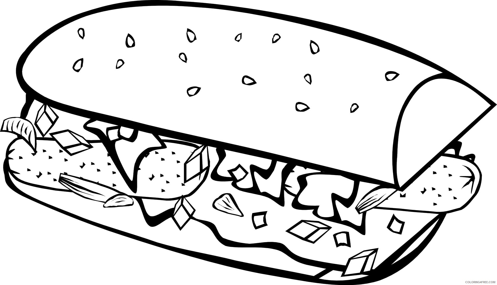 food coloring pages sandwich Coloring4free