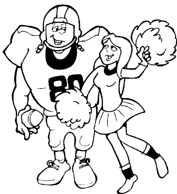 football player coloring pages with cheerleader Coloring4free