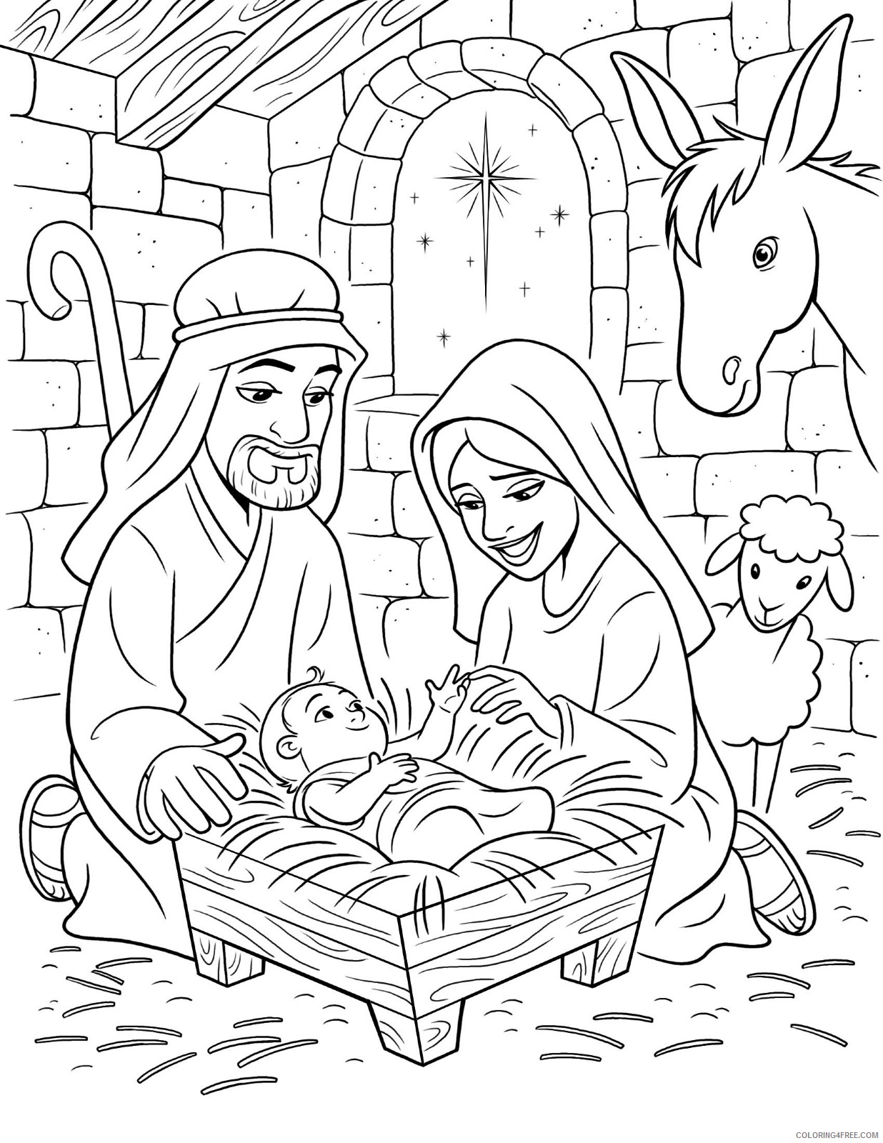 free nativity coloring pages for kids Coloring4free