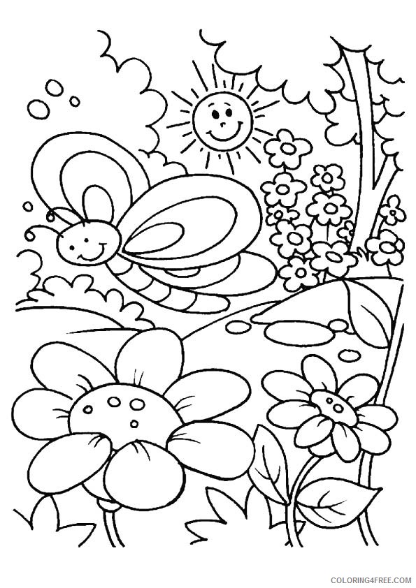 free spring coloring pages for kids Coloring4free