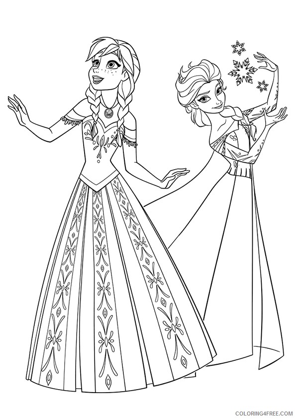 frozen coloring pages princess anna and elsa Coloring4free