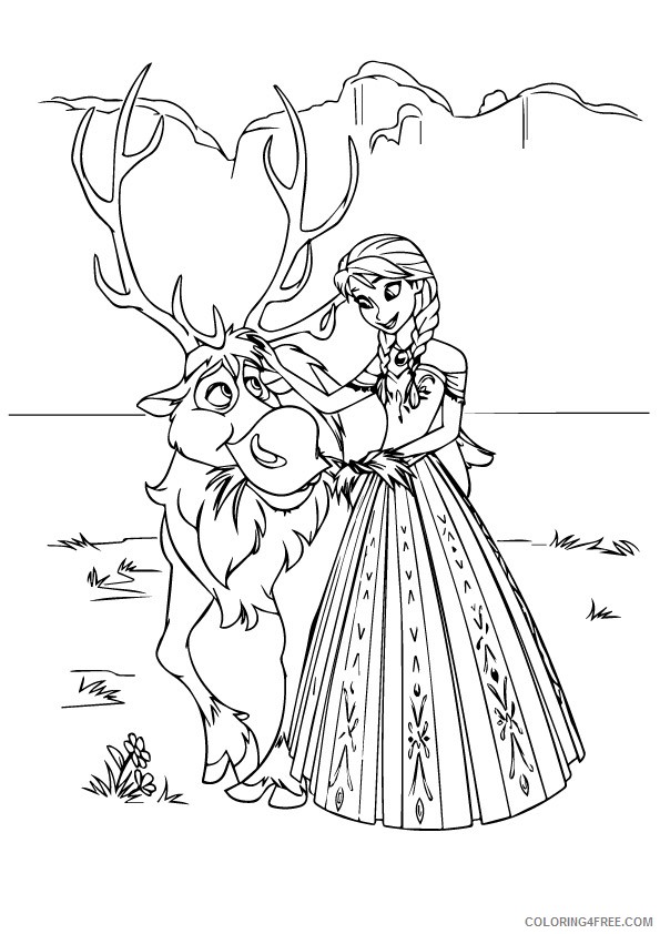 frozen coloring pages sven and anna Coloring4free