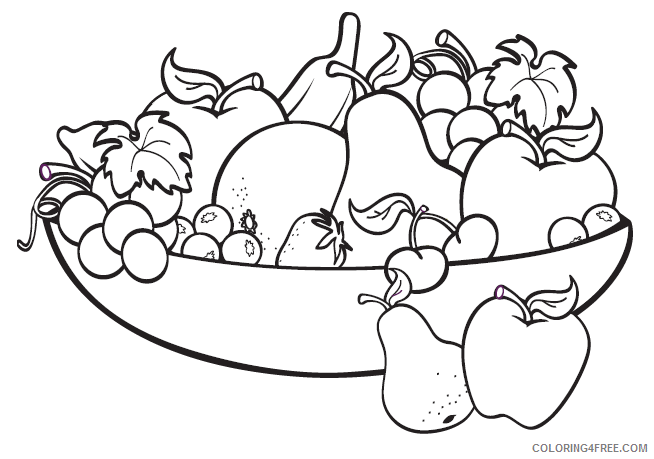 fruit coloring pages fruits in bowl Coloring4free