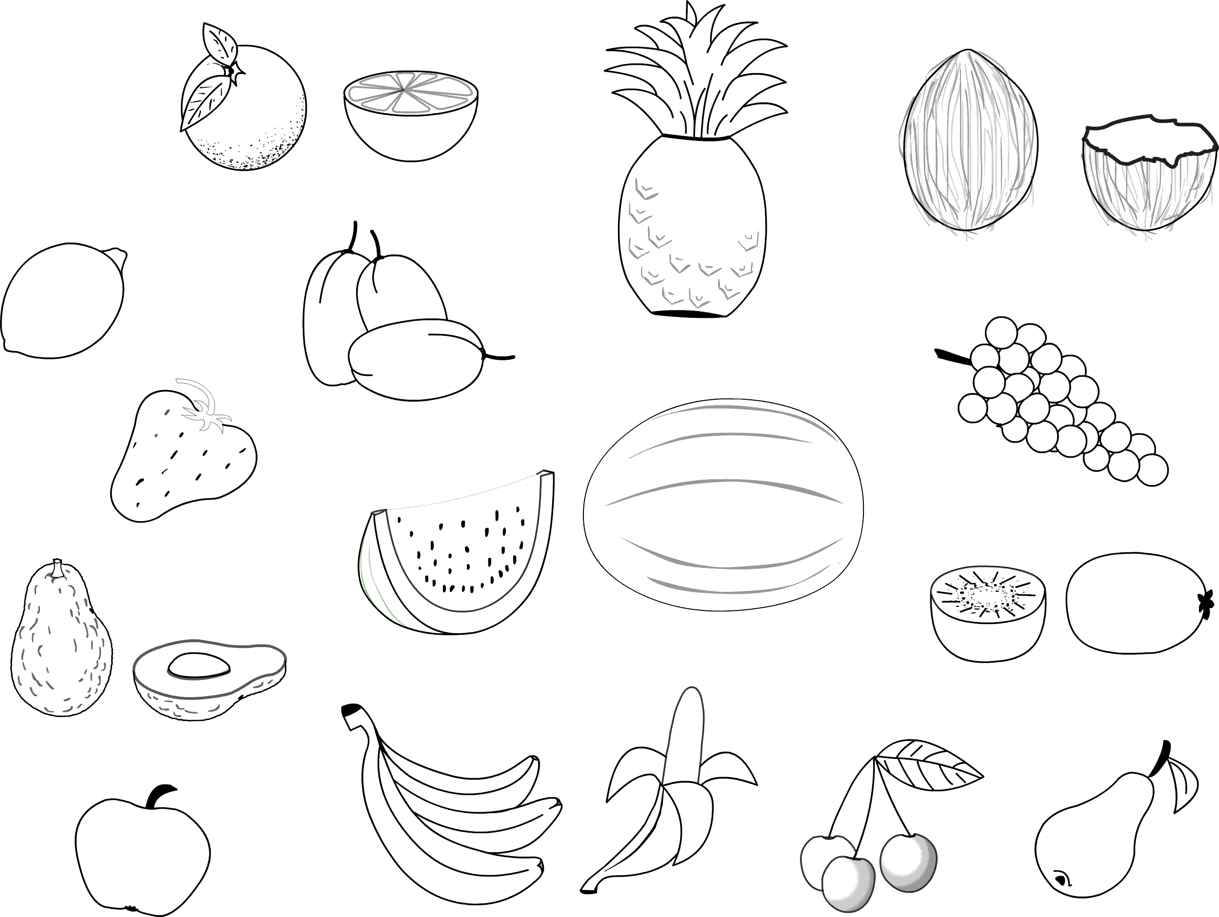fruit coloring pages kinds of fruits Coloring4free