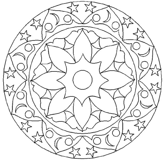 geometric coloring pages star and moon Coloring4free