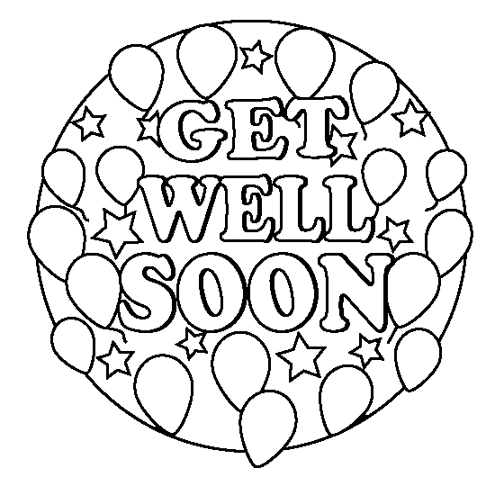 get well soon coloring pages with balloons and stars Coloring4free