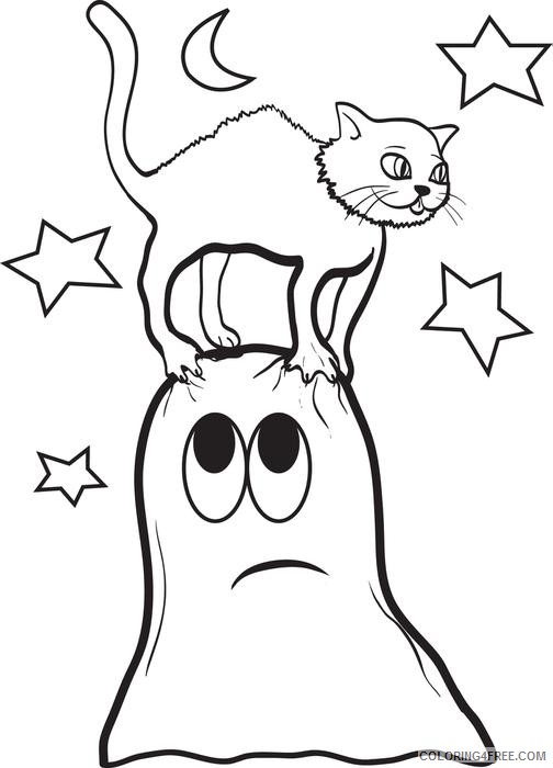 ghost coloring pages with cat Coloring4free