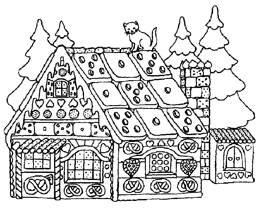 gingerbread house coloring pages for adults Coloring4free
