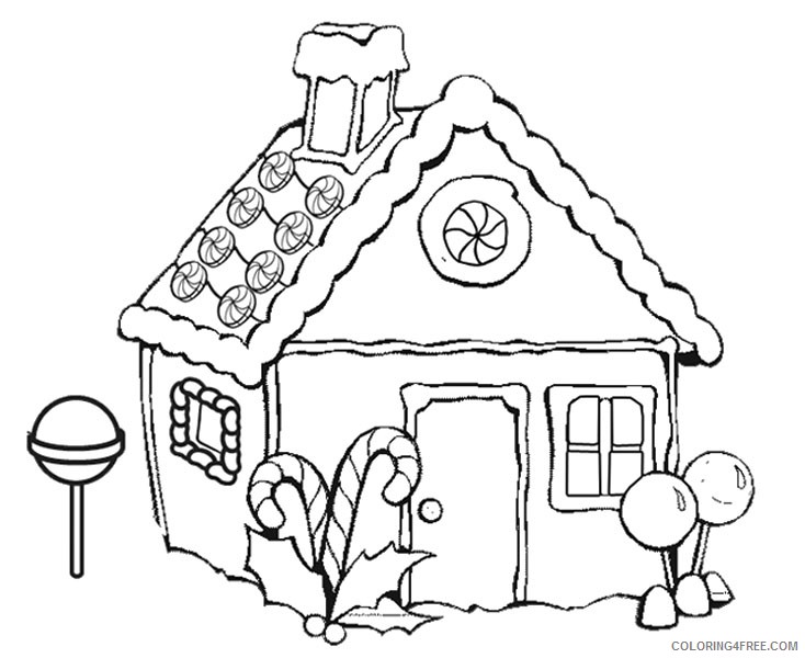 gingerbread house coloring pages with lollipop Coloring4free