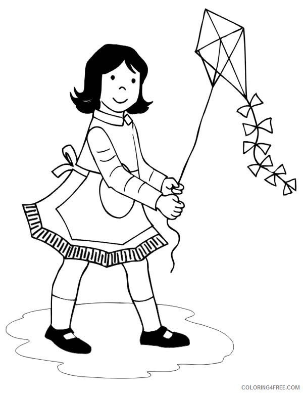 girl playing kite coloring pages Coloring4free