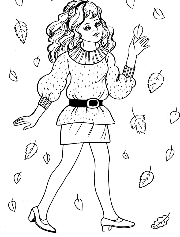 girls coloring pages autumn leaves Coloring4free