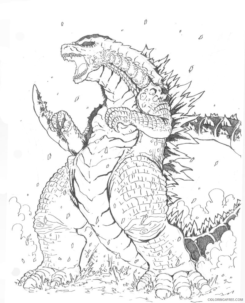 godzilla coloring pages angry Coloring4free