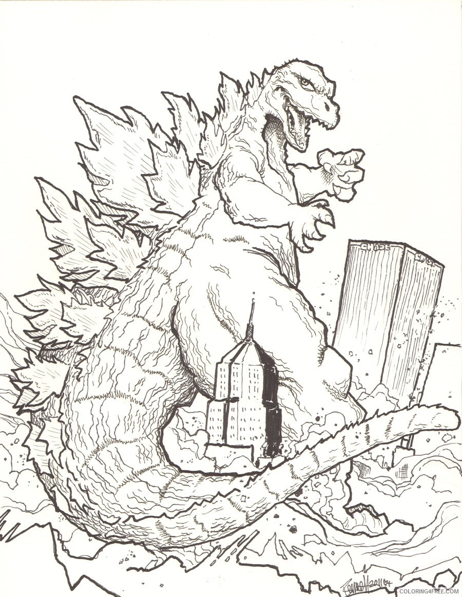 godzilla coloring pages destroying buildings Coloring4free