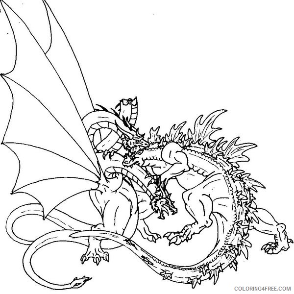 godzilla coloring pages vs dragon Coloring4free