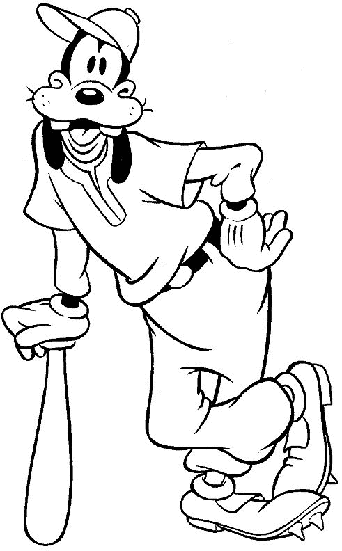 goofy coloring pages baseball Coloring4free