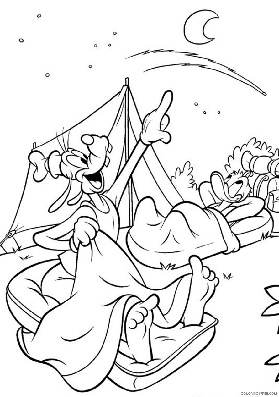 goofy coloring pages camping Coloring4free