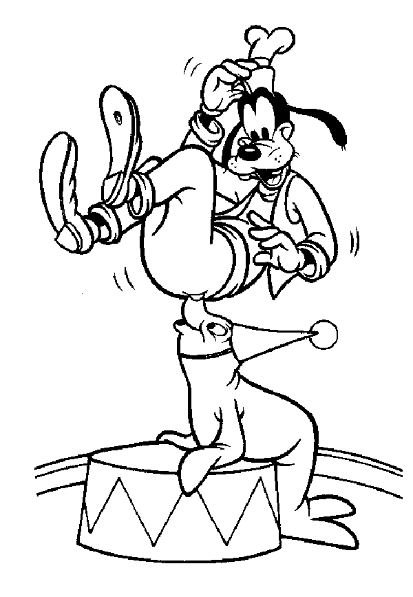 goofy coloring pages circus Coloring4free