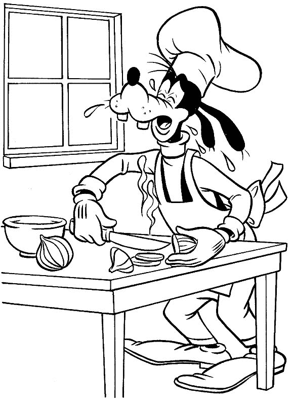 goofy coloring pages cooking Coloring4free