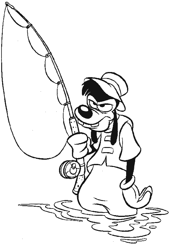 goofy coloring pages fishing Coloring4free