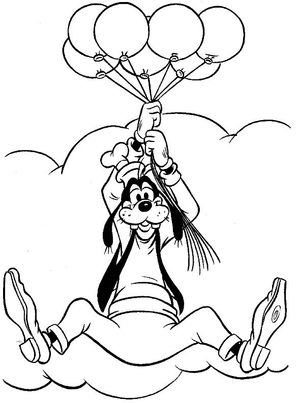 goofy coloring pages flying with balloons Coloring4free
