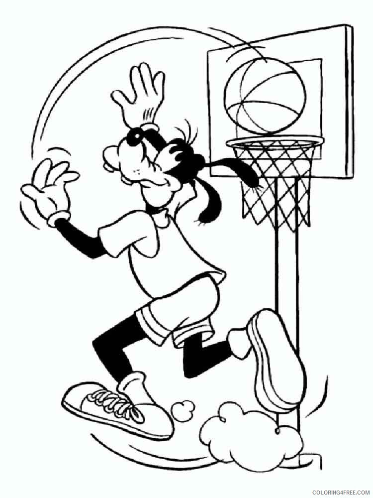 goofy coloring pages playing basketball Coloring4free