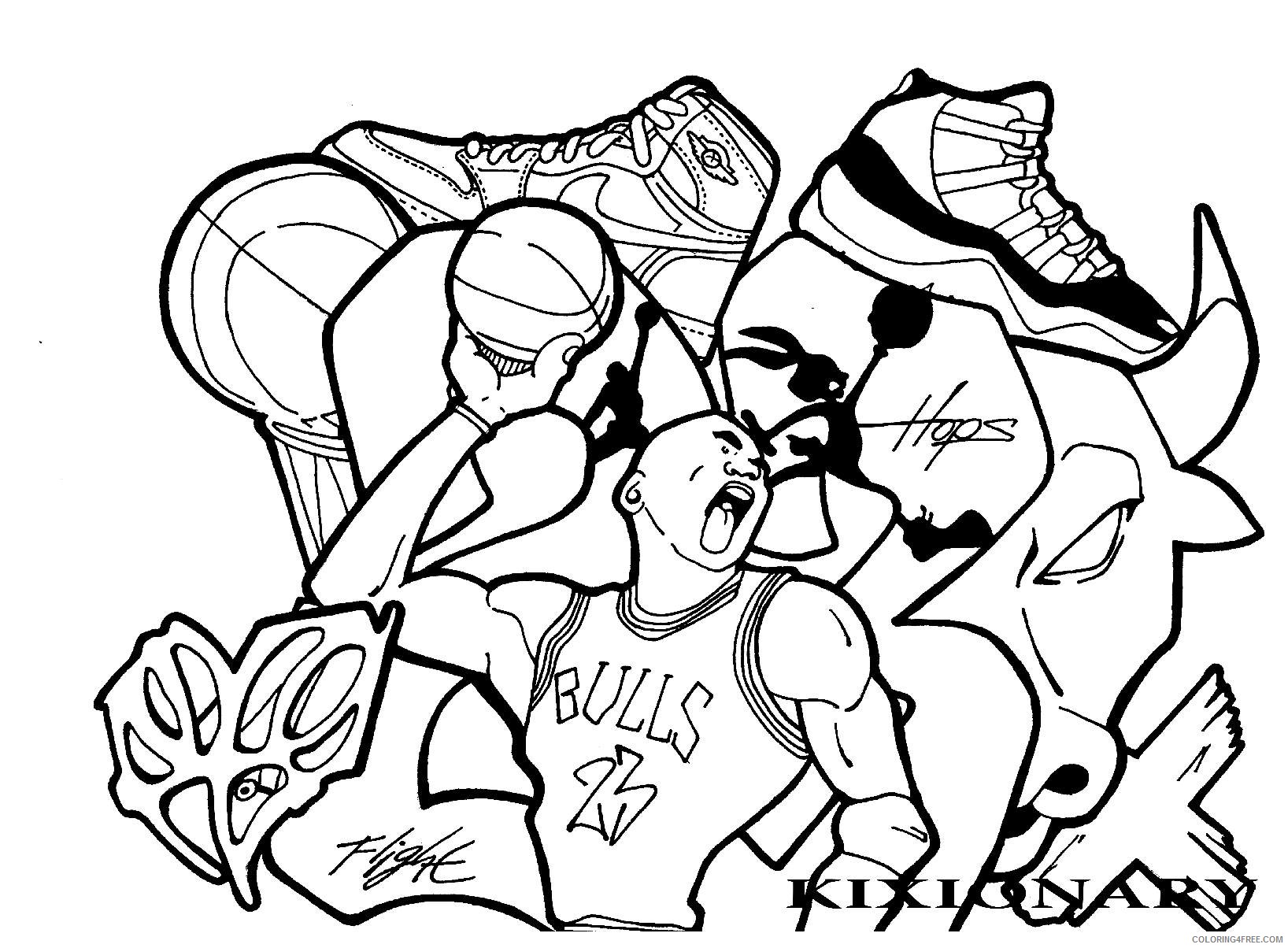 graffiti coloring pages basketball by kixionary Coloring4free