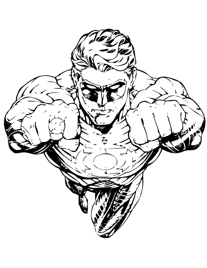 green lantern coloring pages flying forward Coloring4free