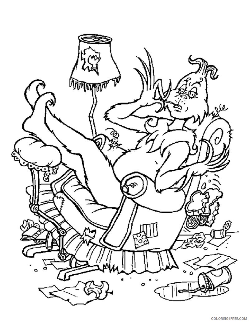 grinch coloring pages sitting on his chair Coloring4free