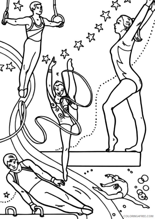 gymnastics coloring pages all events Coloring4free