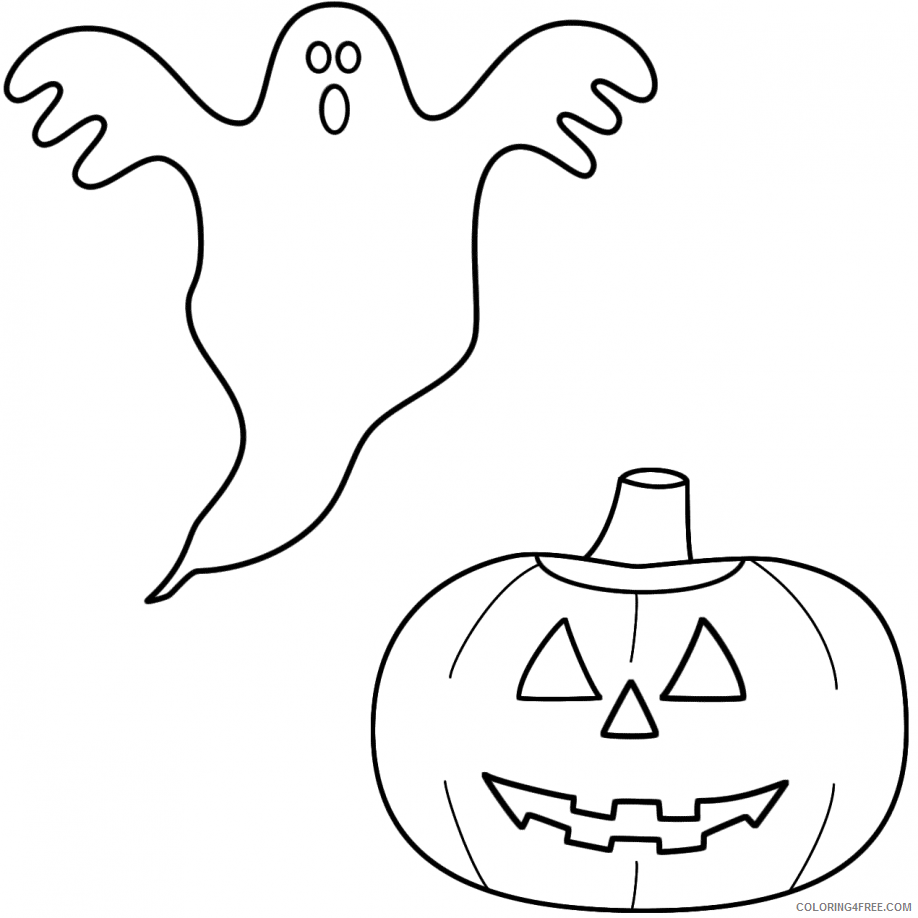 halloween ghost coloring pages with pumpkin Coloring4free
