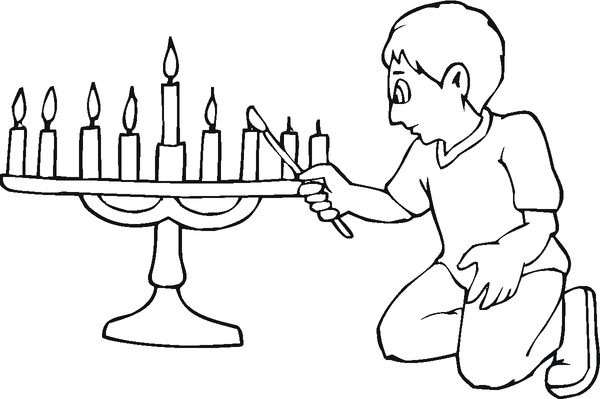 hanukkah coloring pages boy lits candles Coloring4free
