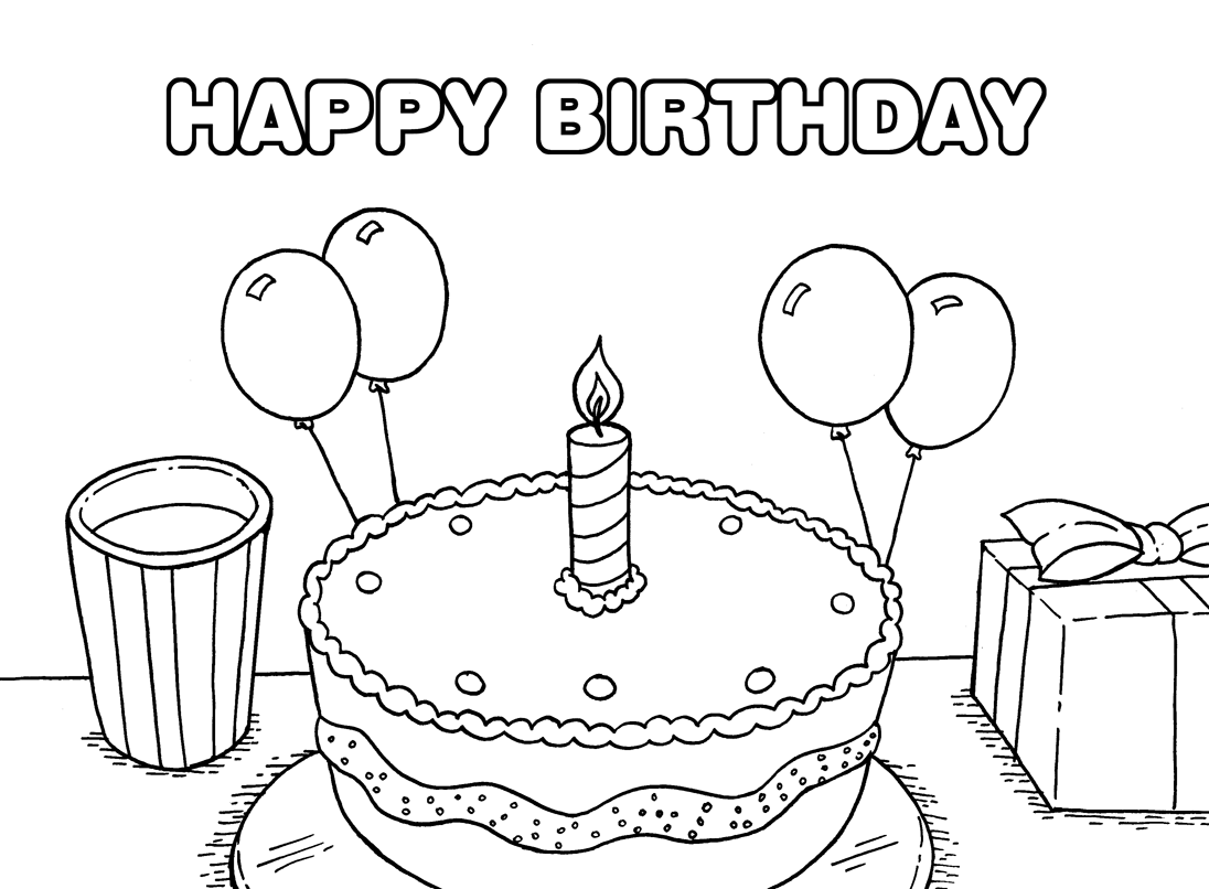 happy birthday cake coloring pages Coloring4free