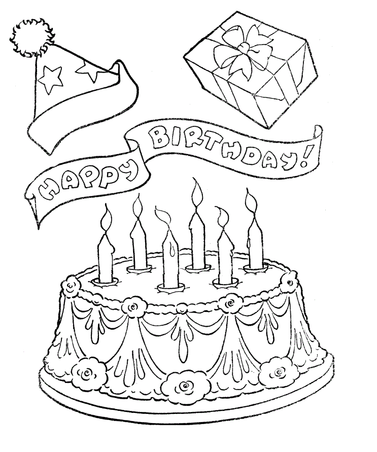 happy birthday cake coloring pages printable Coloring4free