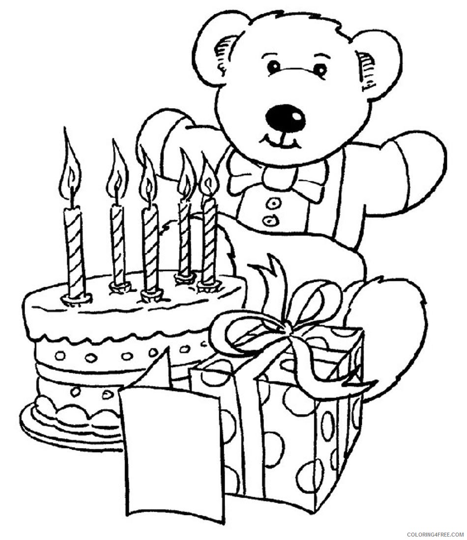 happy birthday coloring pages teddy bear Coloring4free