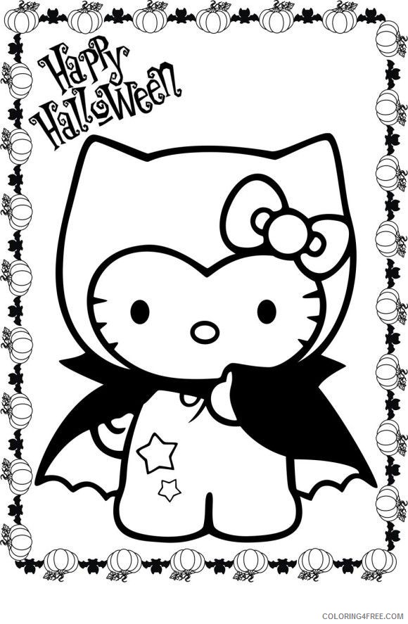 happy halloween coloring pages cute hello kitty Coloring4free