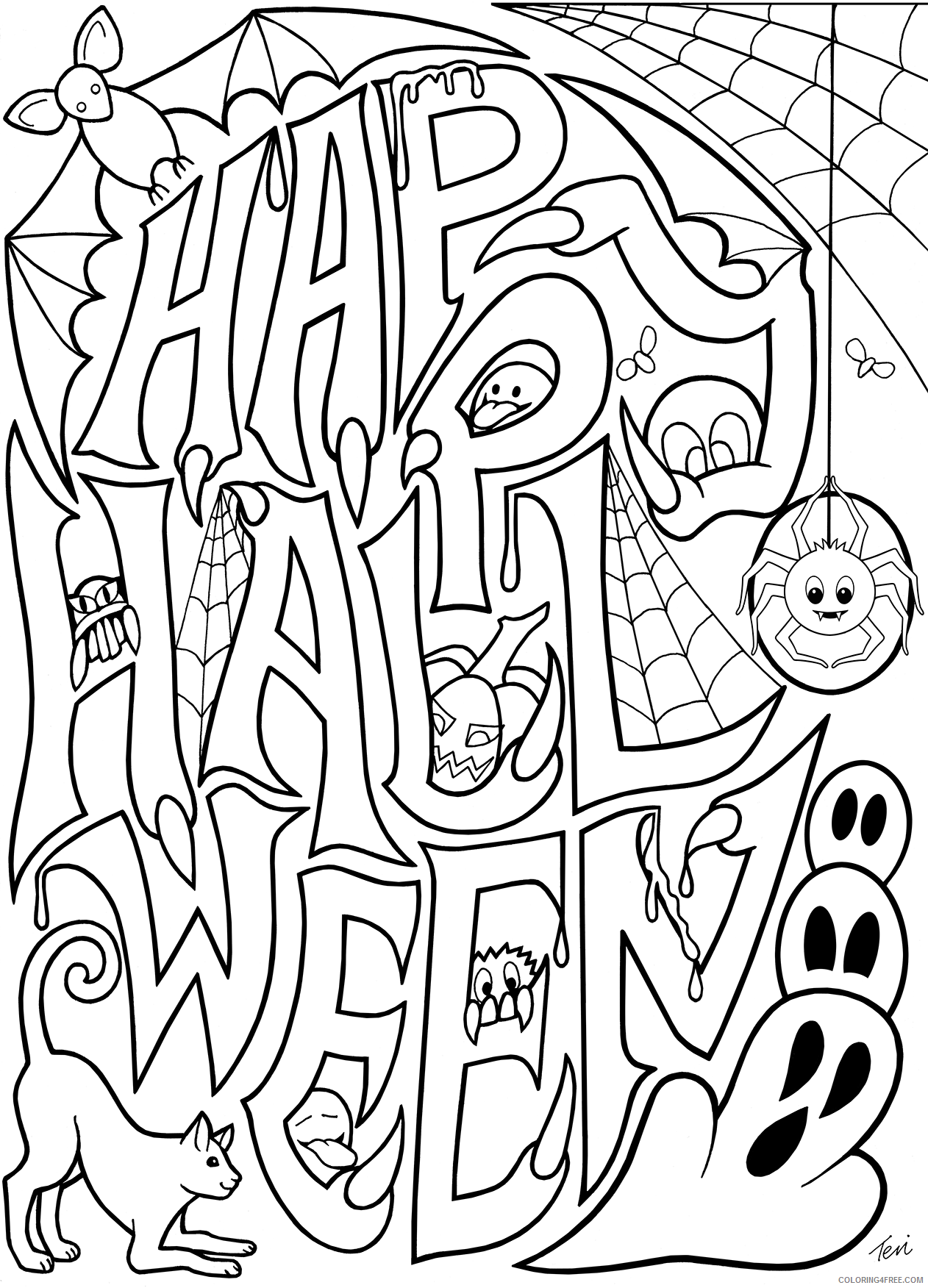happy halloween coloring pages for older kids Coloring4free