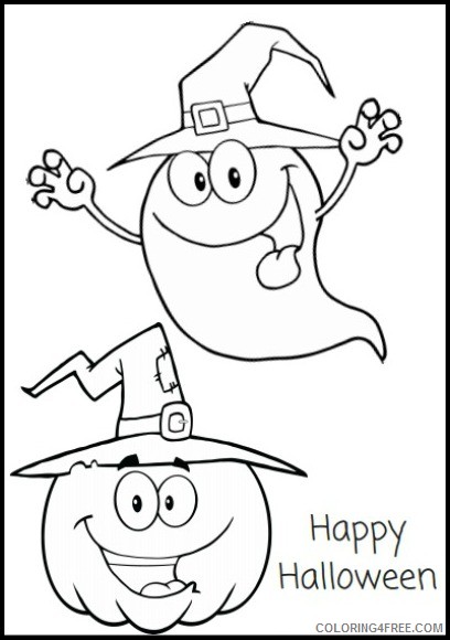 happy halloween coloring pages ghost and pumpkin Coloring4free