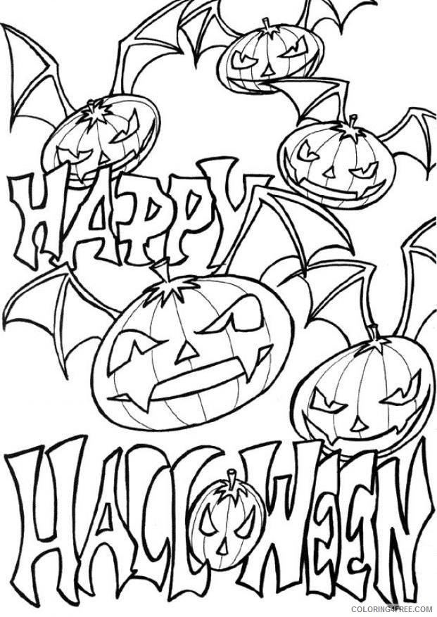 happy halloween coloring pages pumpkin bats Coloring4free