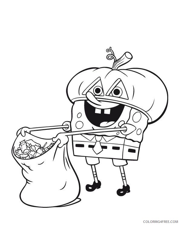 happy halloween coloring pages spongebob Coloring4free