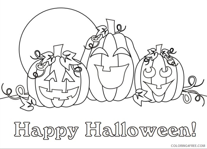 happy halloween coloring pages three pumpkins Coloring4free