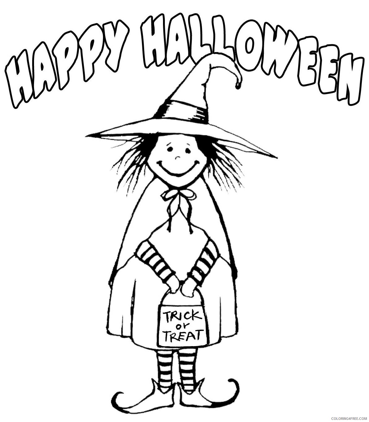 happy halloween coloring pages witch costume Coloring4free