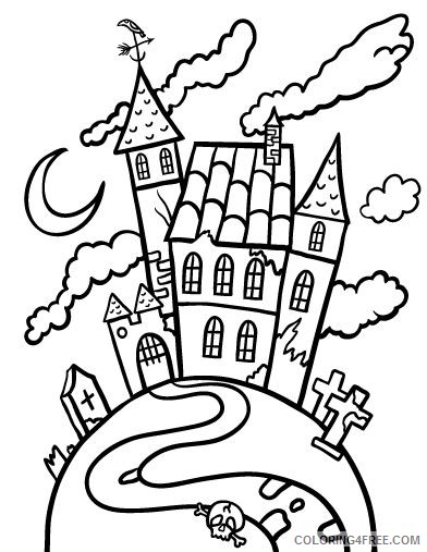 haunted house coloring pages free for kids Coloring4free