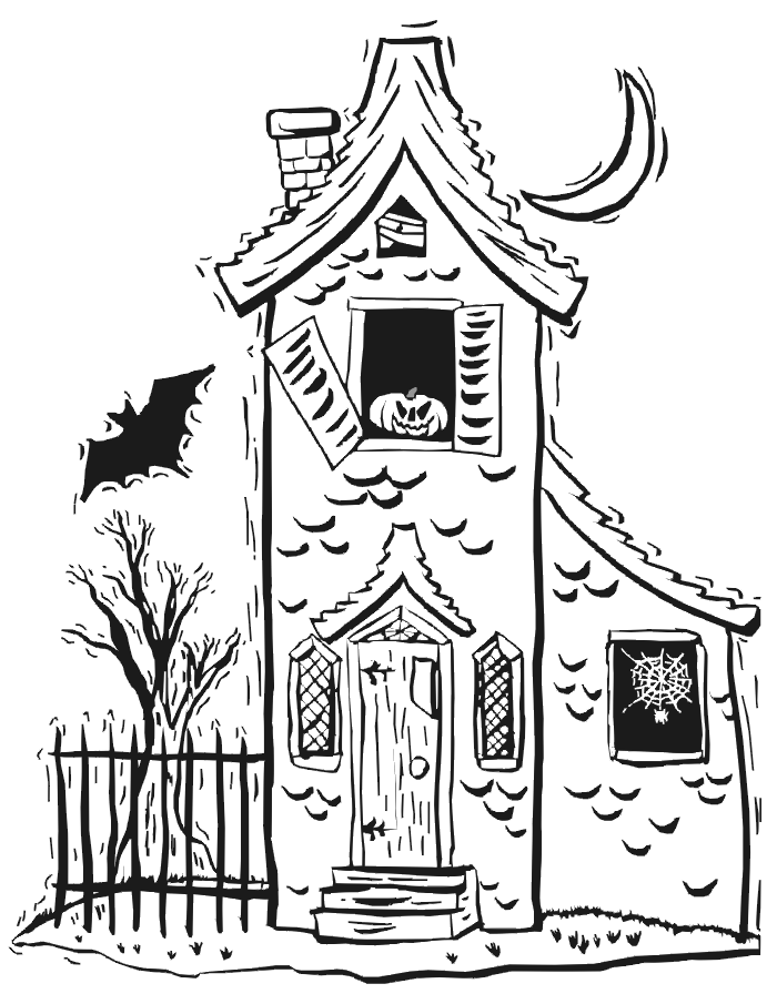 haunted house coloring pages spooky Coloring4free