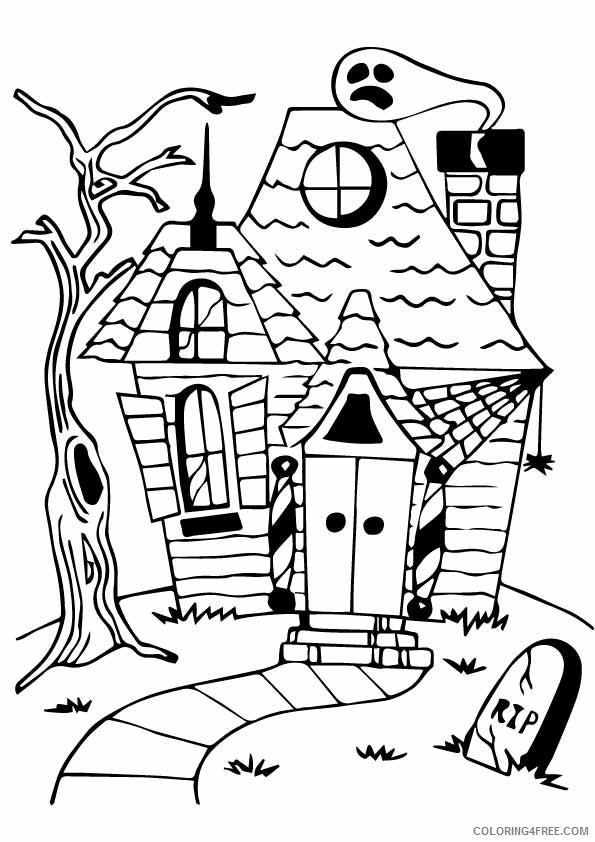 haunted house coloring pages to print Coloring4free