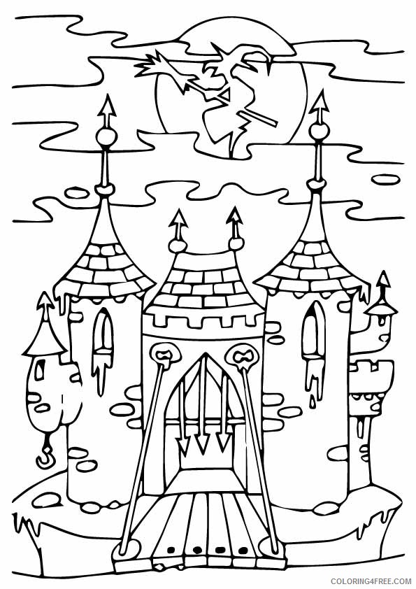haunted house coloring pages witch castle Coloring4free