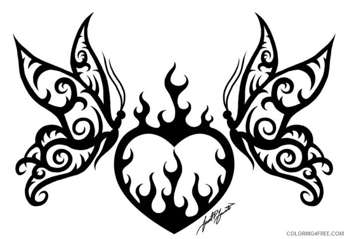 heart with wings coloring pages tribal Coloring4free