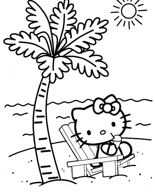 hello kitty at the beach coloring pages Coloring4free