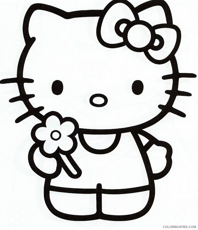 hello kitty coloring pages bring a flower Coloring4free