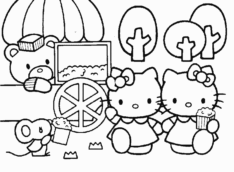 hello kitty coloring pages buy popcorn Coloring4free