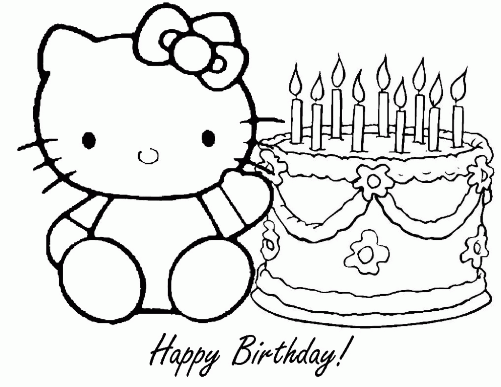 hello kitty coloring pages happy birthday Coloring4free